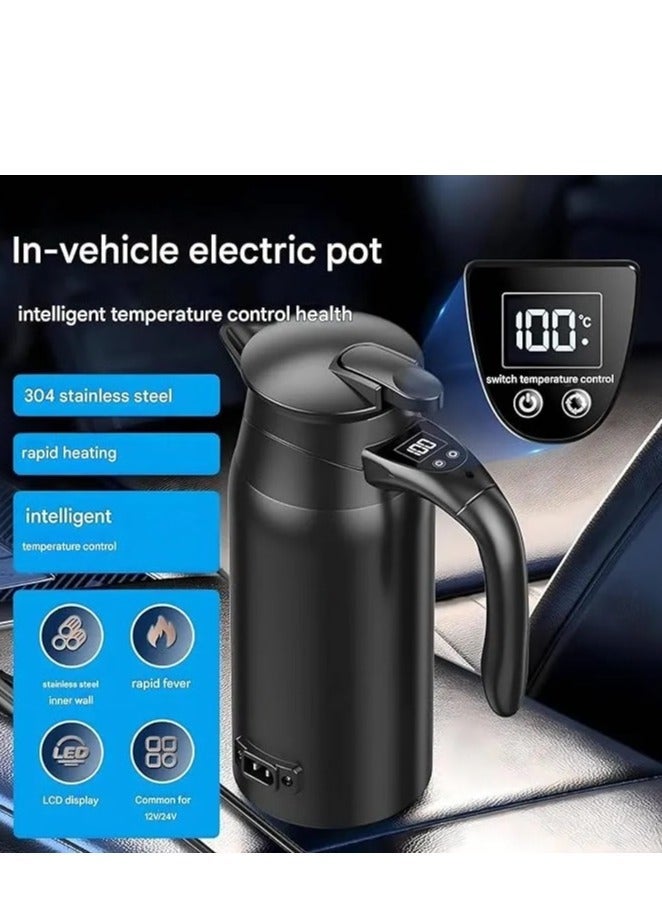 Denx Car Kettle 800ml Smart Travel Kettle, Dual Voltage 12V/24V, Digital Display, Stainless Steel Build, Fast Heating, Portable Electric Kettle for Travel and Road Trips - Image 3